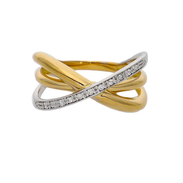 Anillo Oro Amarillo, Blanco y Brillantes AN-14277