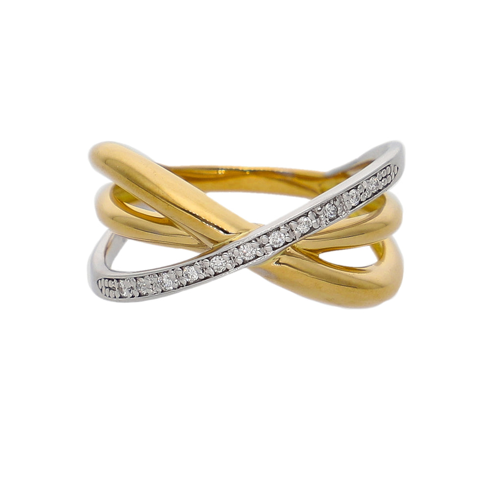 Anillo Oro Amarillo, Blanco y Brillantes AN-14277