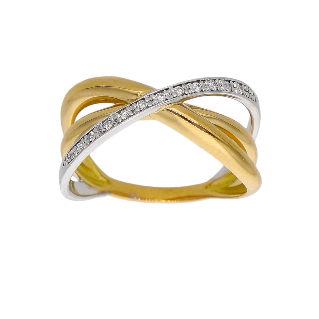 Anillo Oro Amarillo, Blanco y Brillantes AN-14277