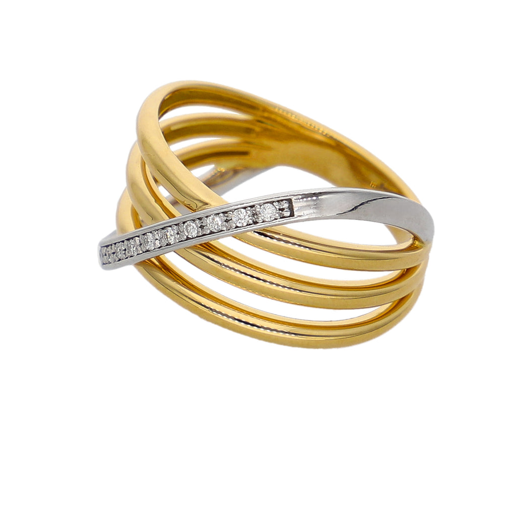 Anillo Oro Amarillo, Blanco y Brillantes AN-14279