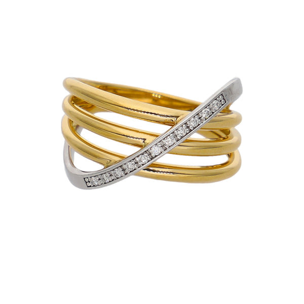 Anillo Oro Amarillo, Blanco y Brillantes AN-14279