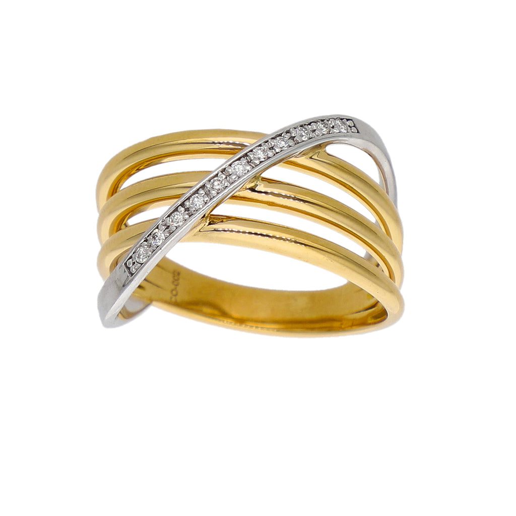 Anillo Oro Amarillo, Blanco y Brillantes AN-14279