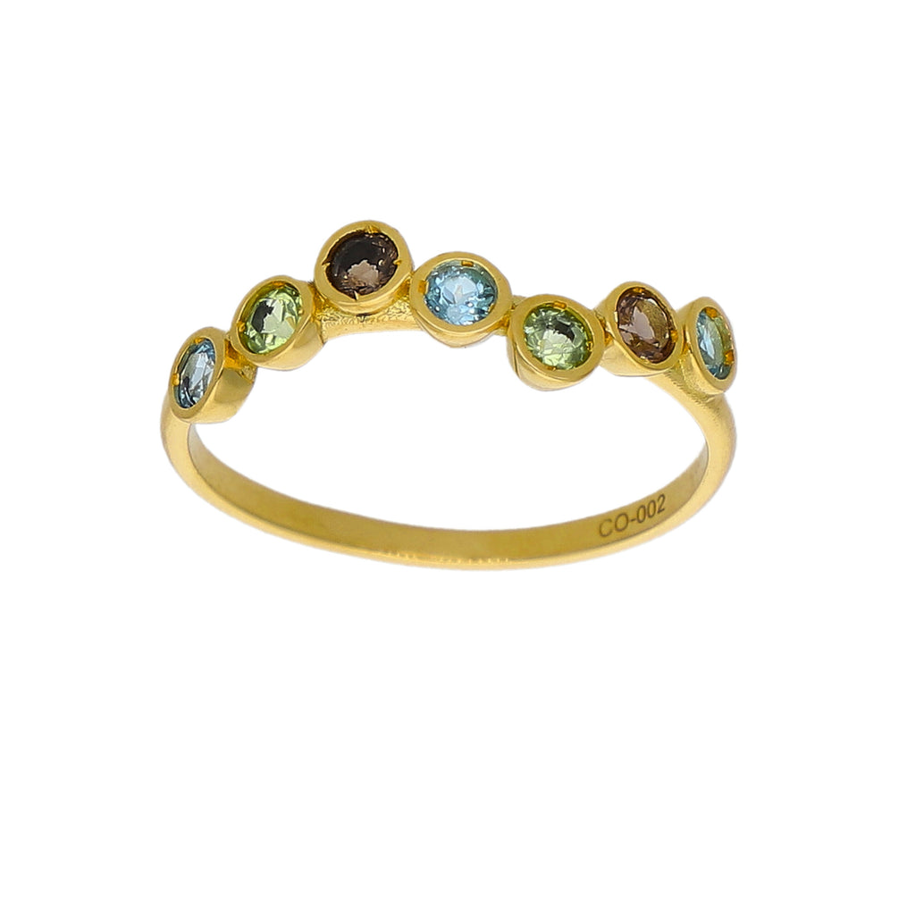 Anillo Oro Amarillo y Piedras Naturales AN-14280