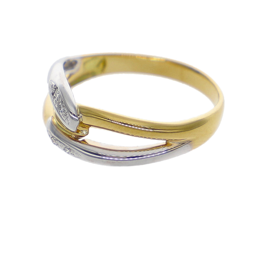 Anillo Oro Amarillo, Blanco y Brillantes AN-14284