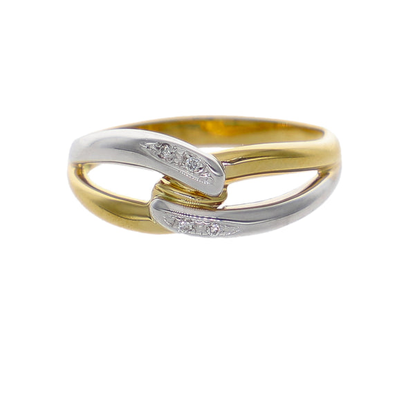 Anillo Oro Amarillo, Blanco y Brillantes AN-14284