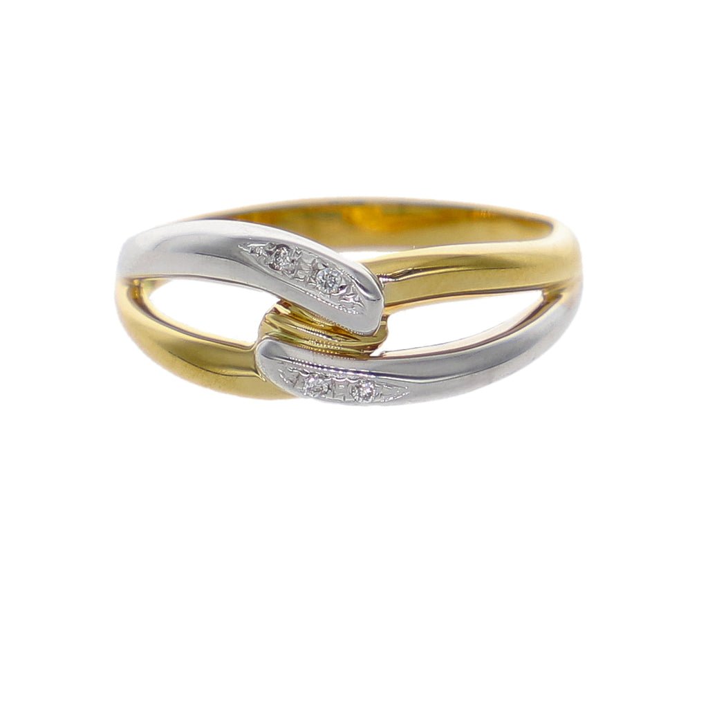Anillo Oro Amarillo, Blanco y Brillantes AN-14284