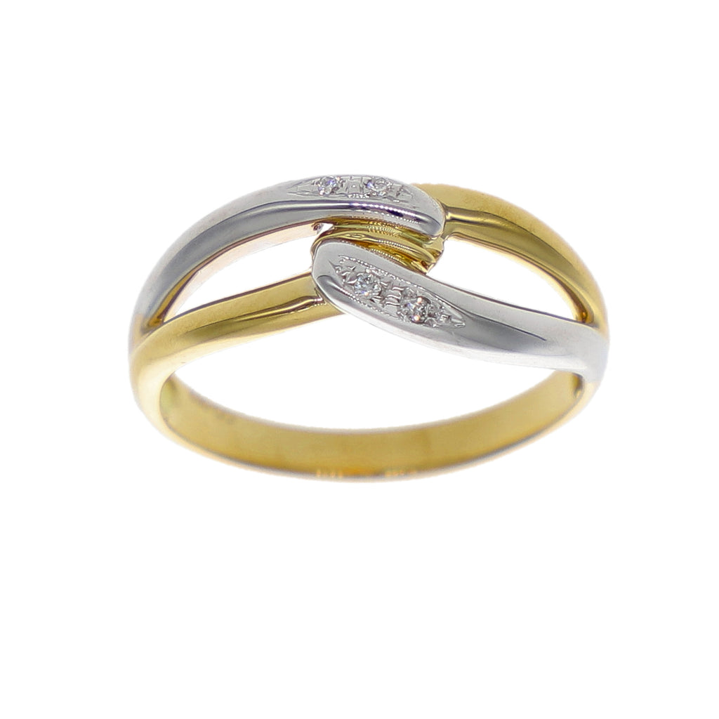 Anillo Oro Amarillo, Blanco y Brillantes AN-14284