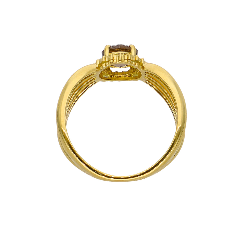 Anillo Oro Amarillo Cuarzo Fumé y Brillantes AN-14286
