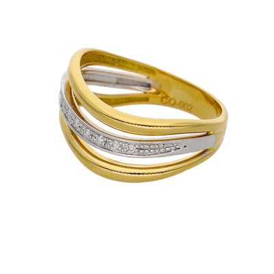 Anillo Oro Amarillo, Blanco y Brillantes AN-14287