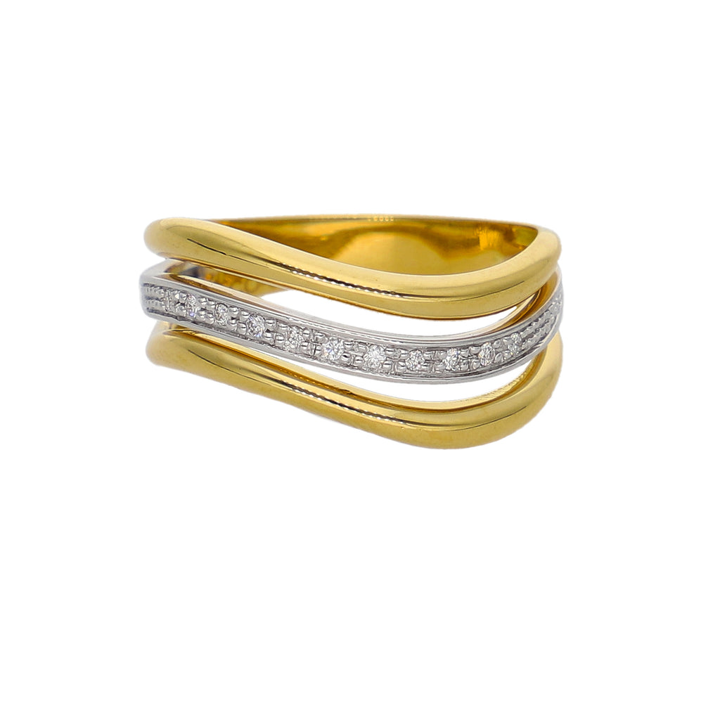 Anillo Oro Amarillo, Blanco y Brillantes AN-14287