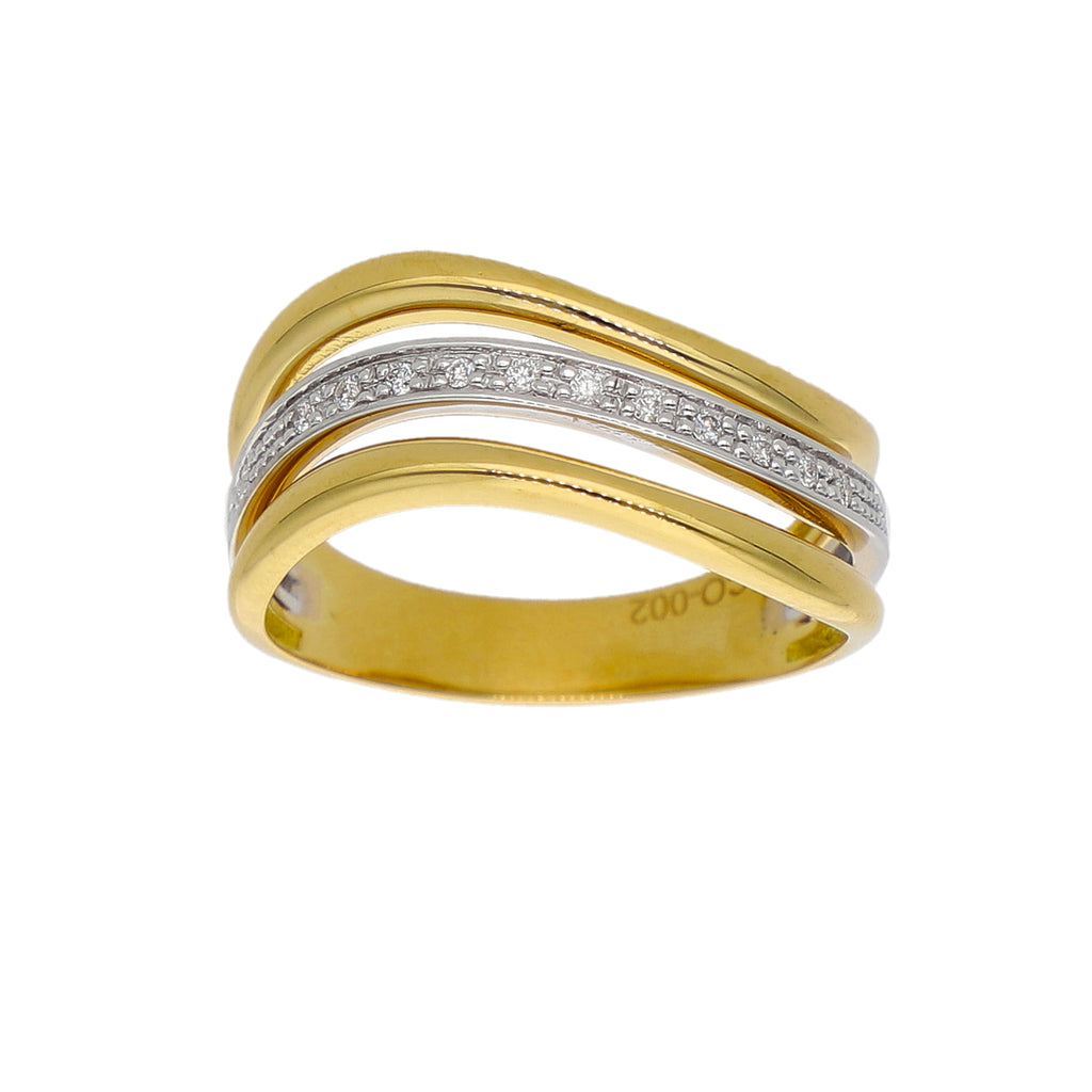 Anillo Oro Amarillo, Blanco y Brillantes AN-14287