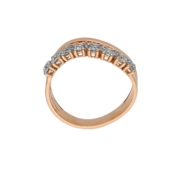 Anillo Oro Rosa Topacio Azul y Brillantes AN-14289