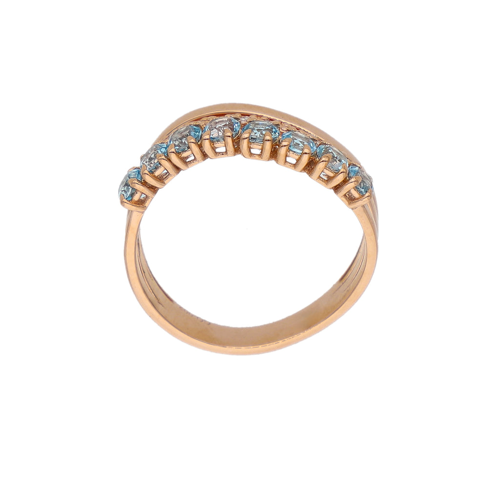 Anillo Oro Rosa Topacio Azul y Brillantes AN-14289