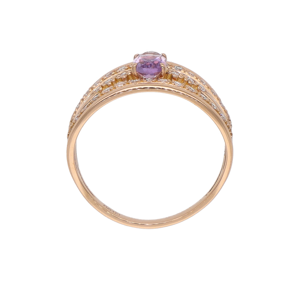 Anillo Oro Rosa Amatista y Brillantes AN-14291