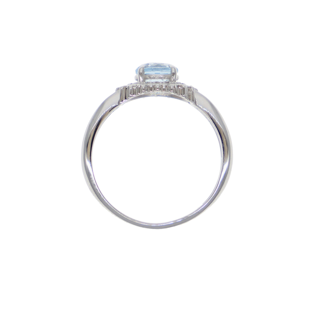 Anillo Oro Blanco Topacio Azul y Brillantes AN-14293