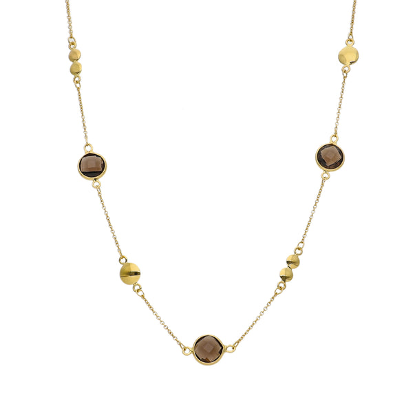 Collar Oro Amarillo y Cuarzo Fumé CO-14299