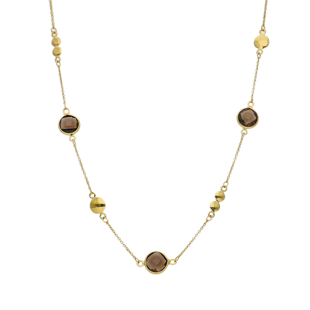 Collar Oro Amarillo y Cuarzo Fumé CO-14299