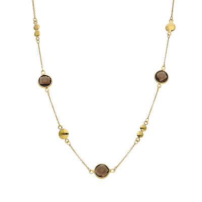 Collar Oro Amarillo y Cuarzo Fumé CO-14299