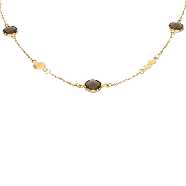 Collar Oro Amarillo y Cuarzo Fumé CO-14299