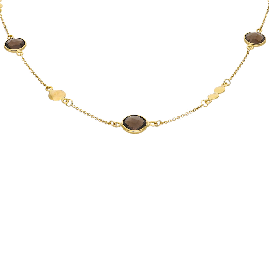 Collar Oro Amarillo y Cuarzo Fumé CO-14299