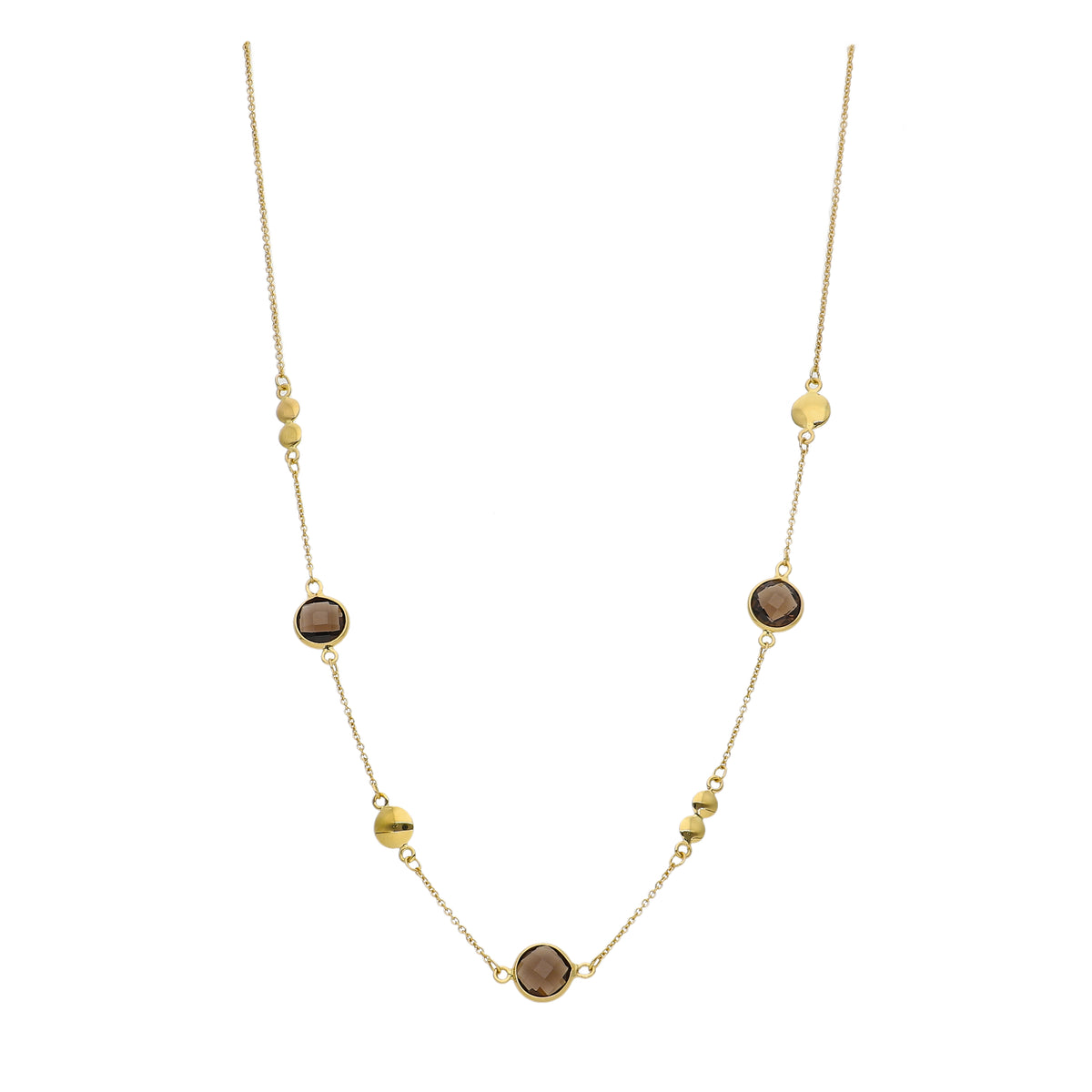 Collar Oro Amarillo y Cuarzo Fumé CO-14299