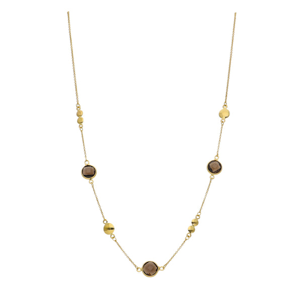 Collar Oro Amarillo y Cuarzo Fumé CO-14299