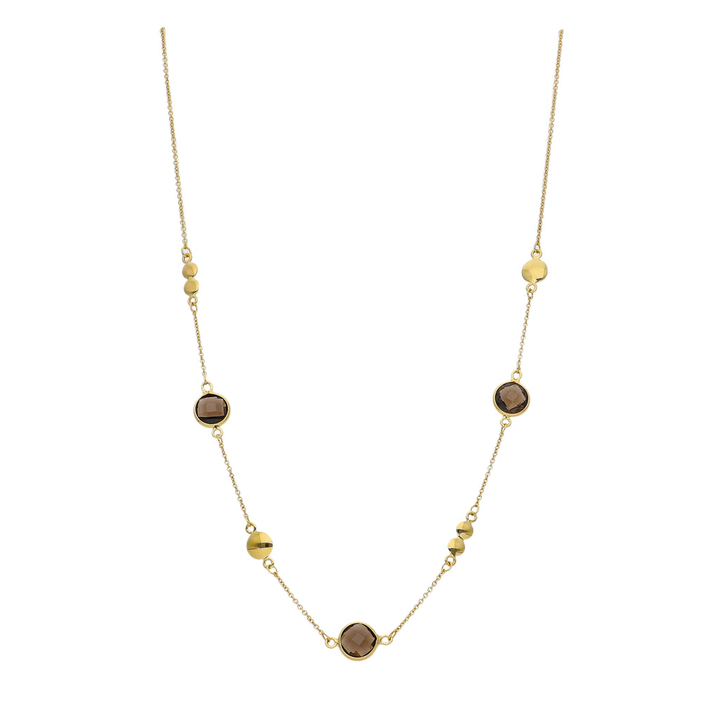 Collar Oro Amarillo y Cuarzo Fumé CO-14299