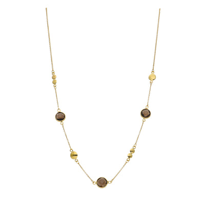 Collar Oro Amarillo y Cuarzo Fumé CO-14299