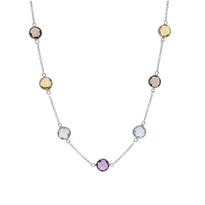 Collar Oro Blanco y Piedras Naturales CO-14300