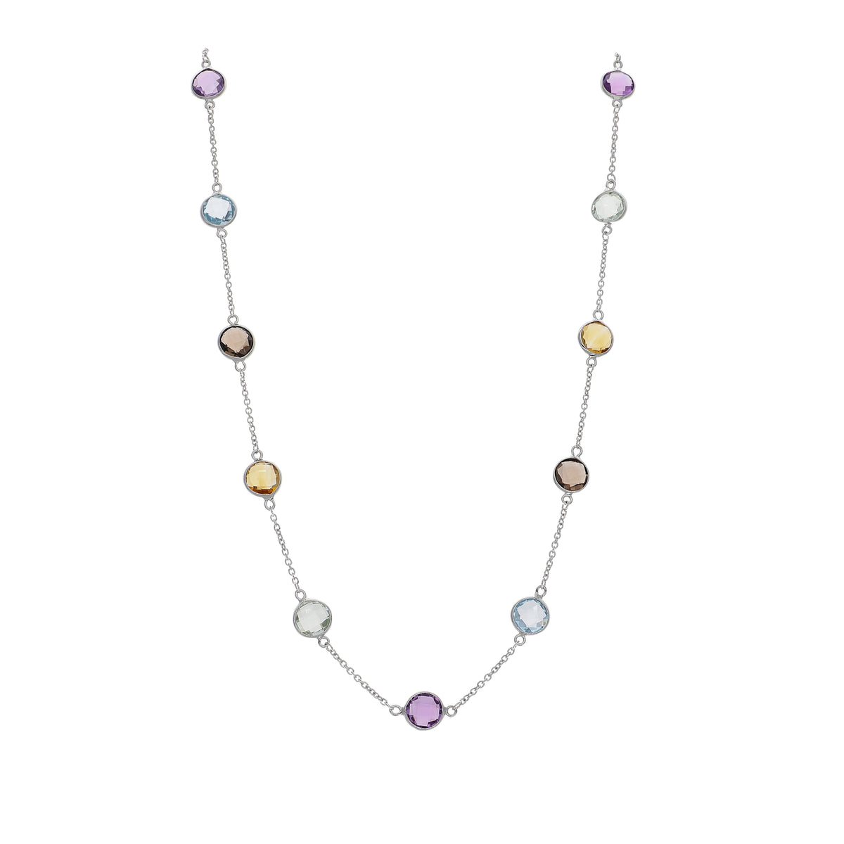 Collar Oro Blanco y Piedras Naturales CO-14300