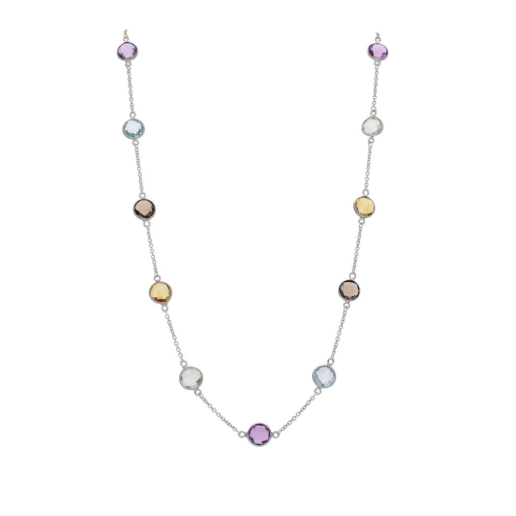 Collar Oro Blanco y Piedras Naturales CO-14300