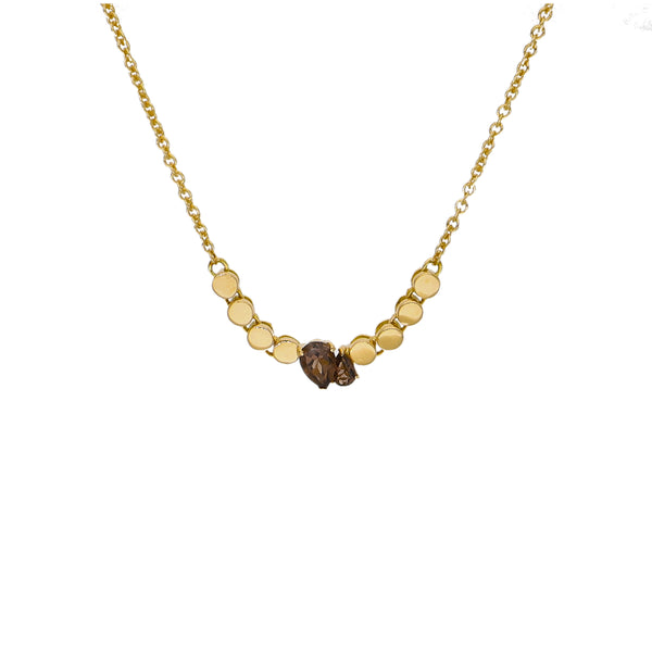 Collar Oro Amarillo y Cuarzo Fumé CO-14301
