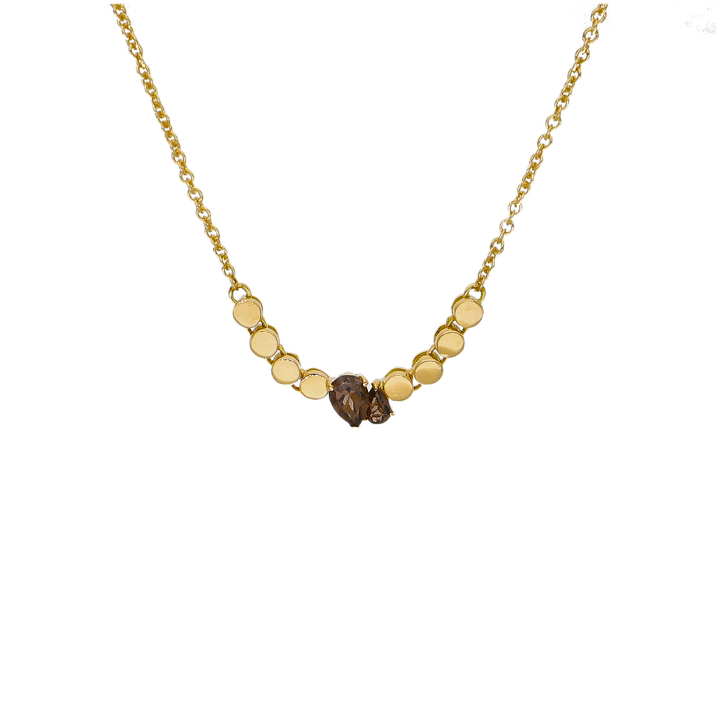 Collar Oro Amarillo y Cuarzo Fumé CO-14301