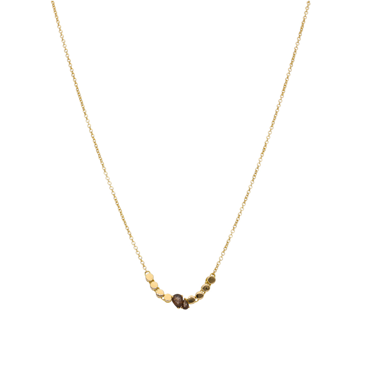 Collar Oro Amarillo y Cuarzo Fumé CO-14301