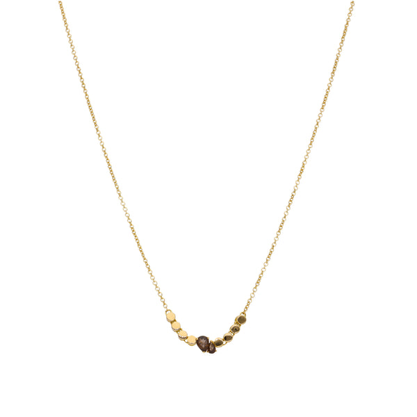 Collar Oro Amarillo y Cuarzo Fumé CO-14301