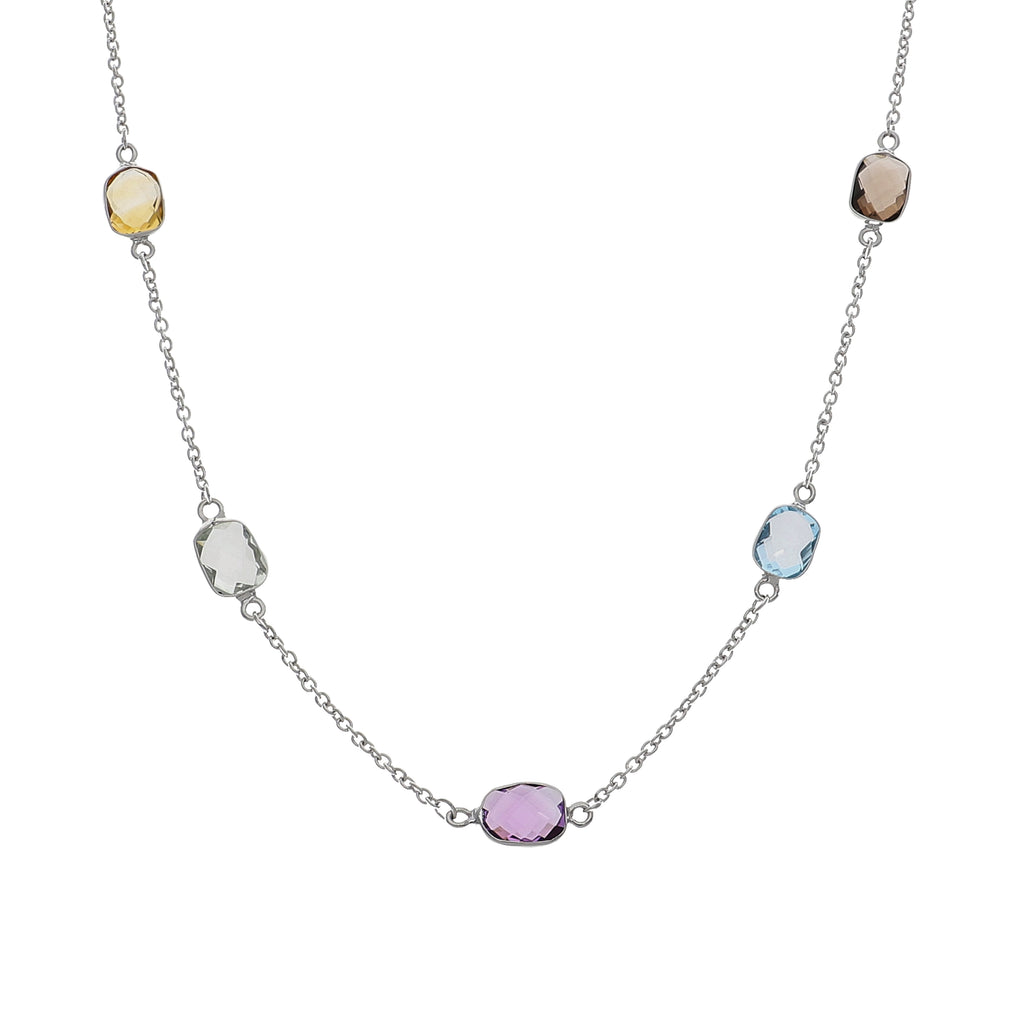 Collar Oro Blanco y Piedras Naturales CO-14302