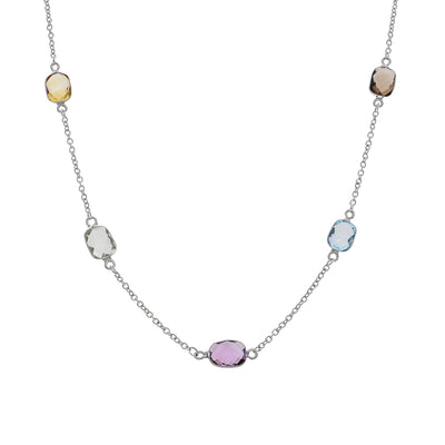 Collar Oro Blanco y Piedras Naturales CO-14302