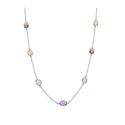 Collar Oro Blanco y Piedras Naturales CO-14302