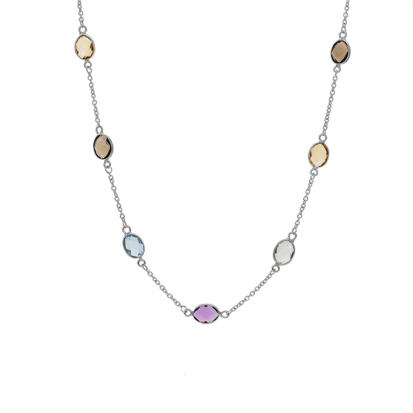 Collar Oro Blanco y Piedras Naturales CO-14303