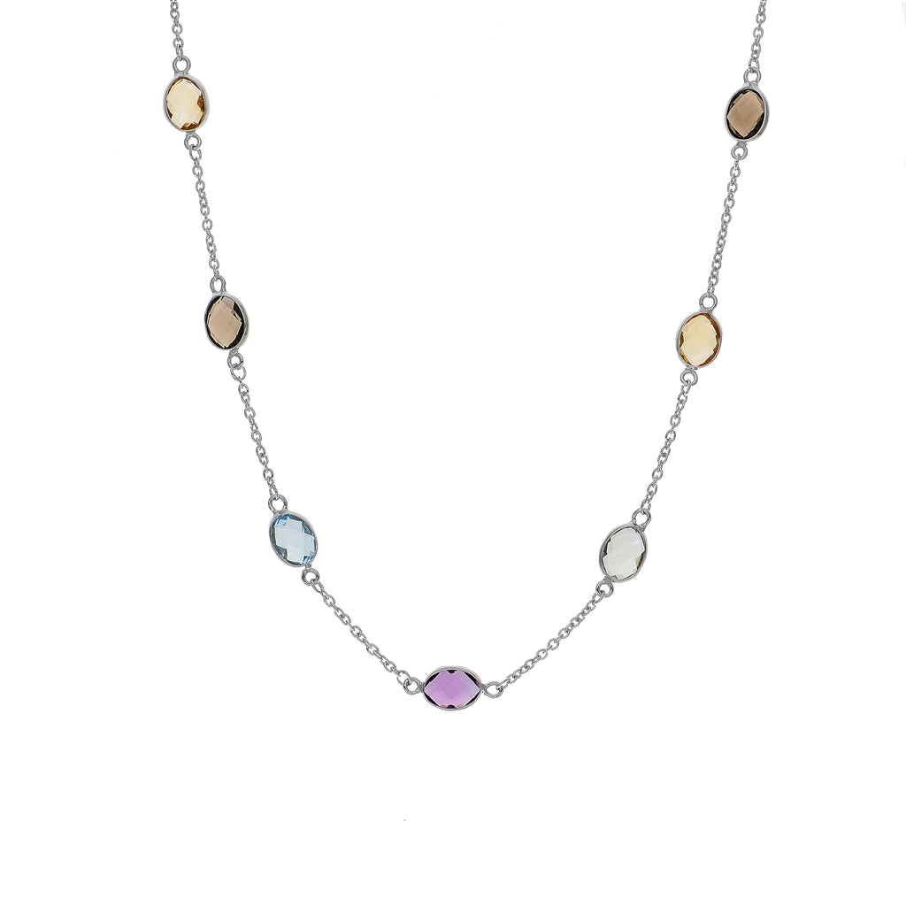 Collar Oro Blanco y Piedras Naturales CO-14303