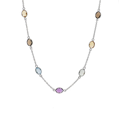 Collar Oro Blanco y Piedras Naturales CO-14303