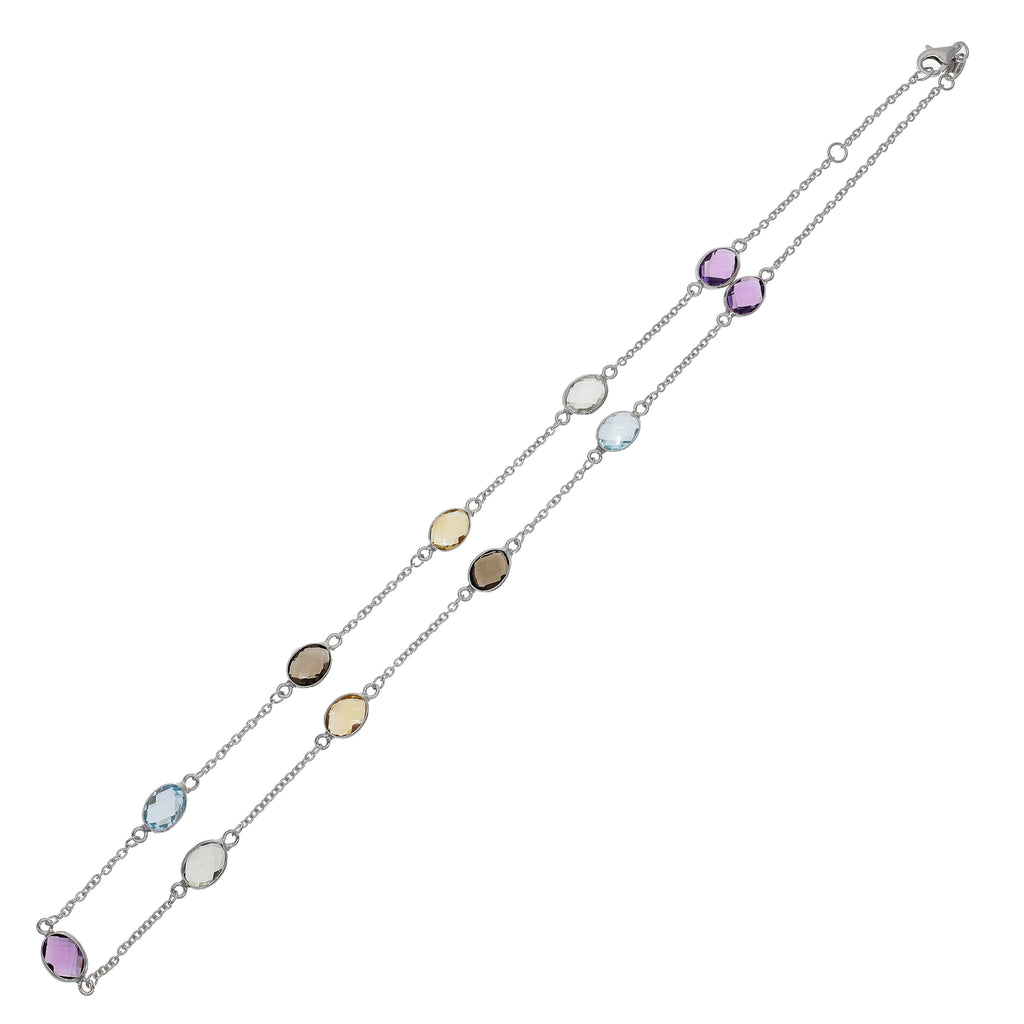 Collar Oro Blanco y Piedras Naturales CO-14303