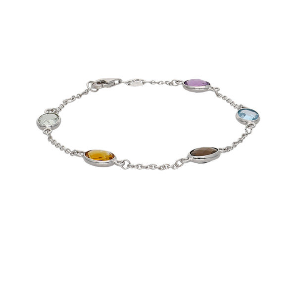 Pulsera Oro Blanco y Piedras Naturales PU-14304