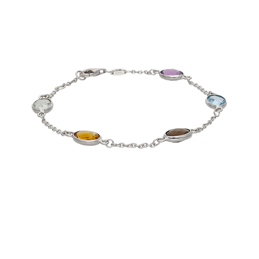 Pulsera Oro Blanco y Piedras Naturales PU-14304