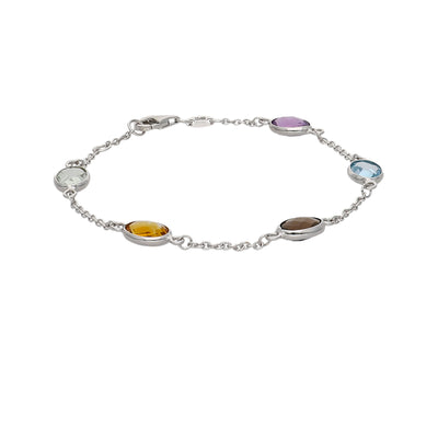 Pulsera Oro Blanco y Piedras Naturales PU-14304