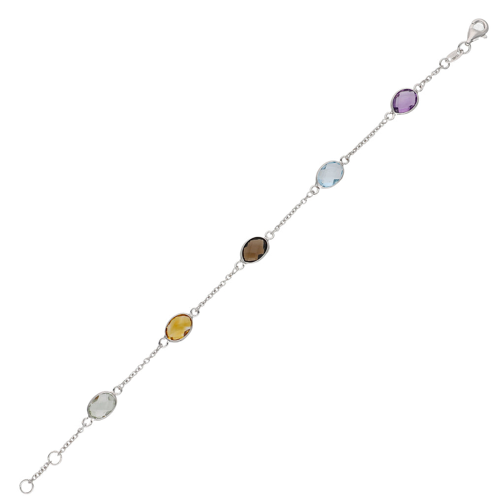 Pulsera Oro Blanco y Piedras Naturales PU-14304