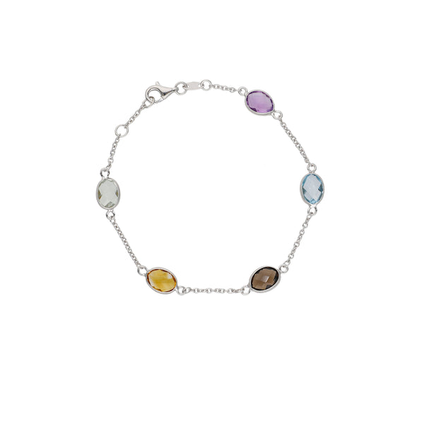 Pulsera Oro Blanco y Piedras Naturales PU-14304
