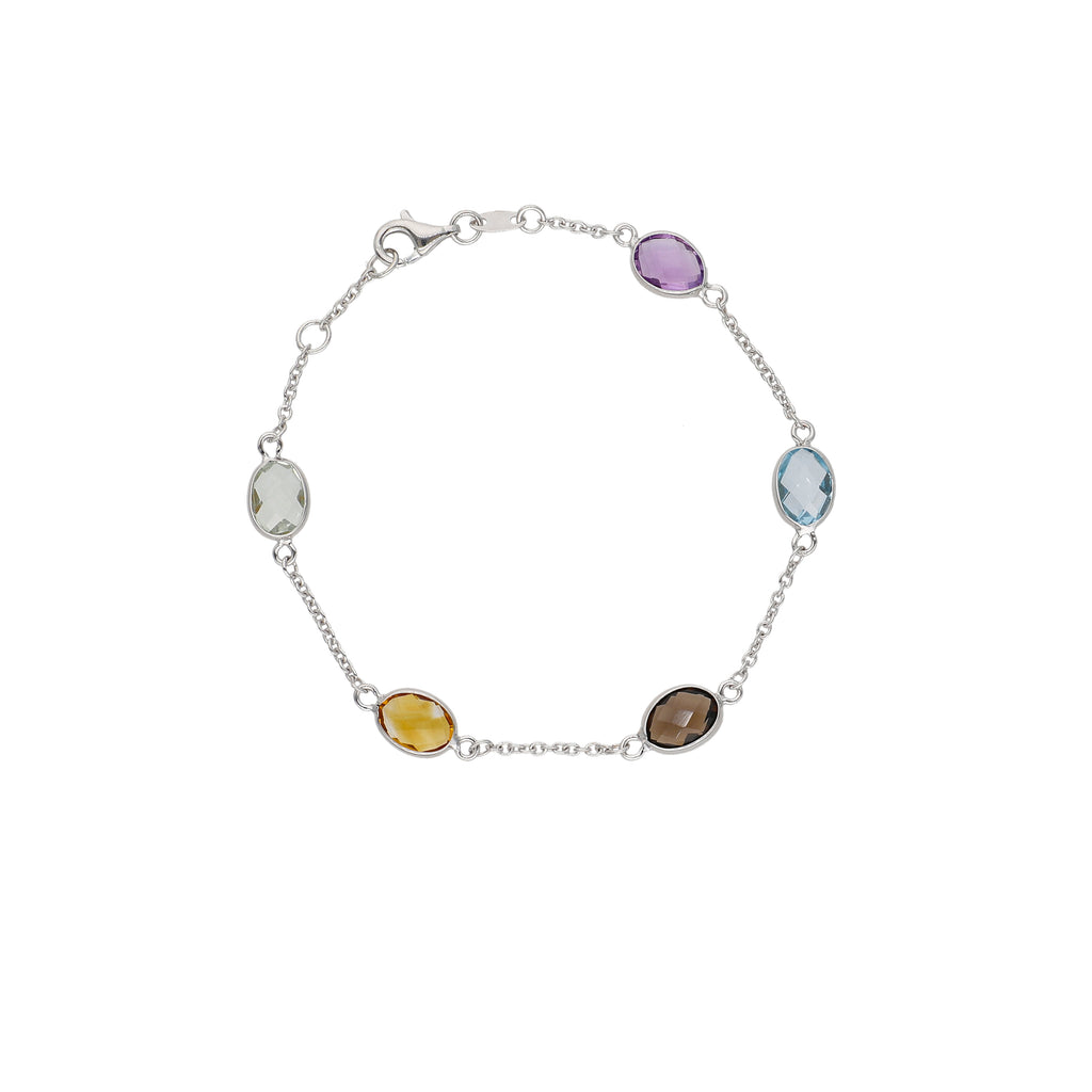 Pulsera Oro Blanco y Piedras Naturales PU-14304