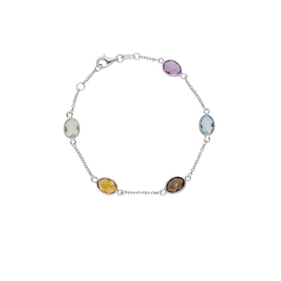 Pulsera Oro Blanco y Piedras Naturales PU-14304