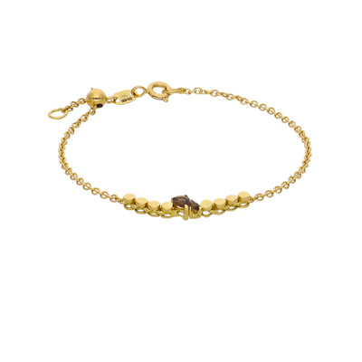 Pulsera Oro Amarillo y Cuarzo Fumé PU-14306